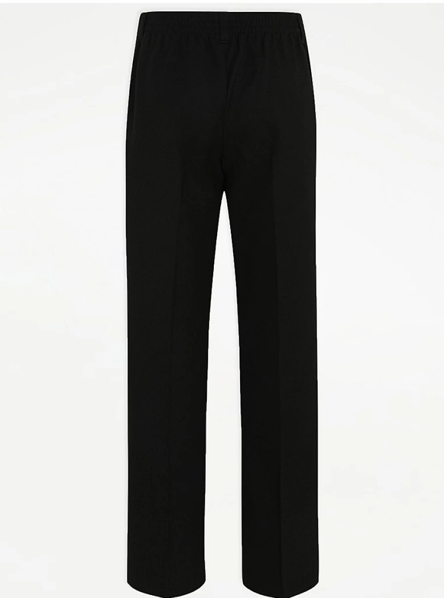 "George at Asda Boys' Black Elastic Waist School Trousers 2-Pack – Comfort & Durability"