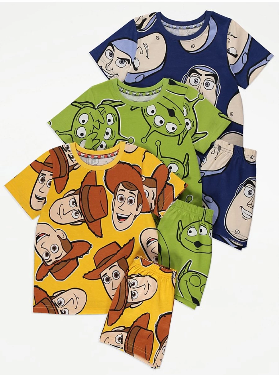 Boys' Toy Story Character Print Short Pyjamas 3 Pack - George at Asda