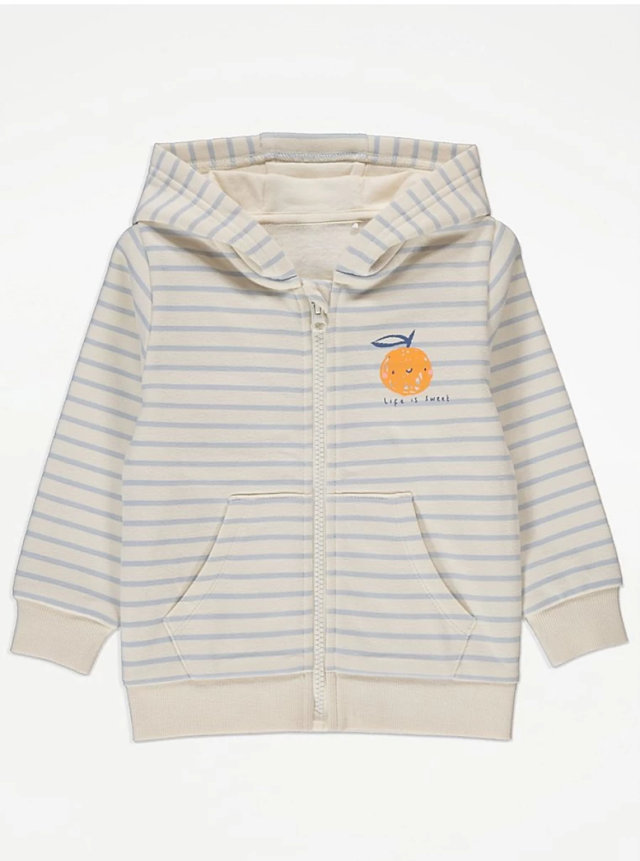 "George at Asda Kids' Cream Stripe Orange Print Zip-Up Hoodie | Review & Features"