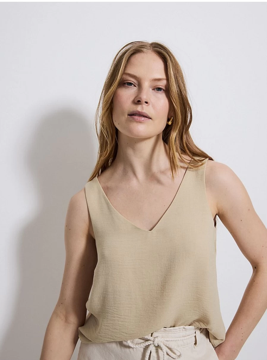 George at Asda Women's Stone V-Neck Cami Top | Comfortable Stretch Fit | Summer Wardrobe Essential
