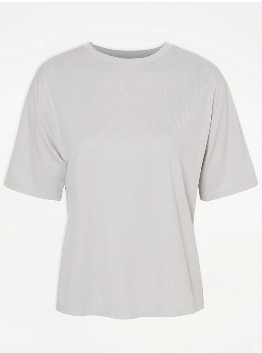 "George at Asda Light Grey Ribbed Pyjama Top | Women's Comfortable Sleepwear & Loungewear"