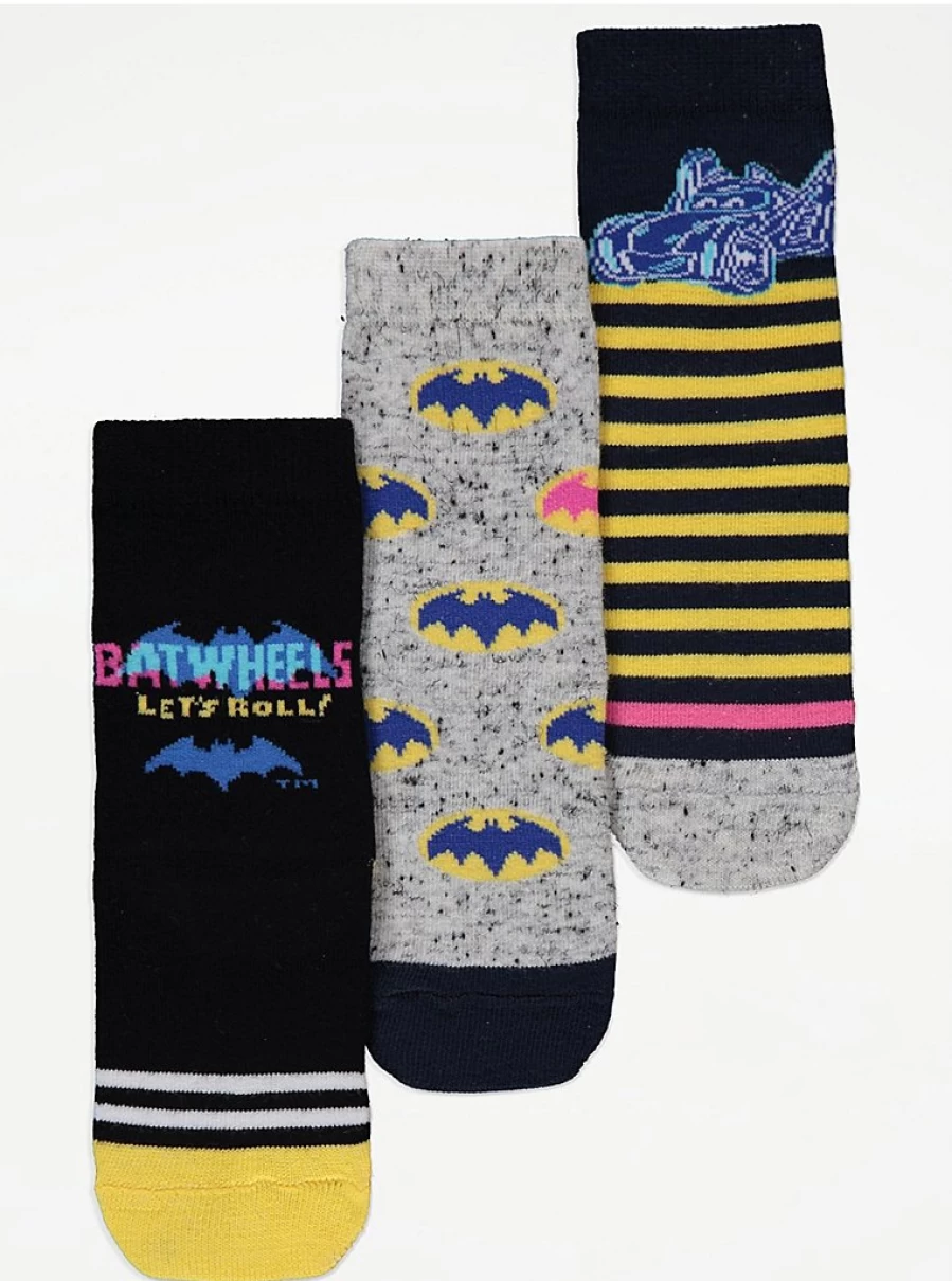 George at Asda Boys' Batman Ankle Socks 3-Pack - DC Comics Superhero Design Kids' Socks