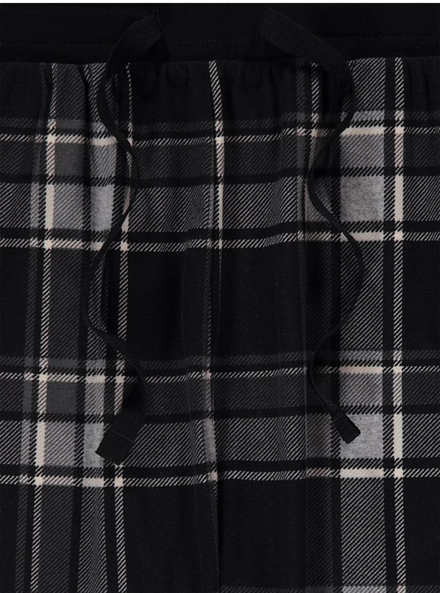 Men's Black Checked Fleece Lounge Pants | Comfort & Warmth | George at Asda