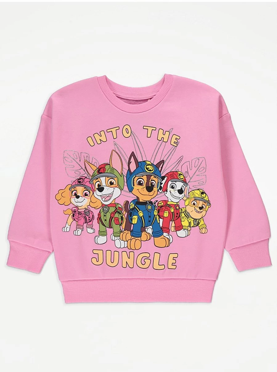 Paw Patrol Pink Jungle Pups Slogan Sweatshirt for Kids | George at Asda