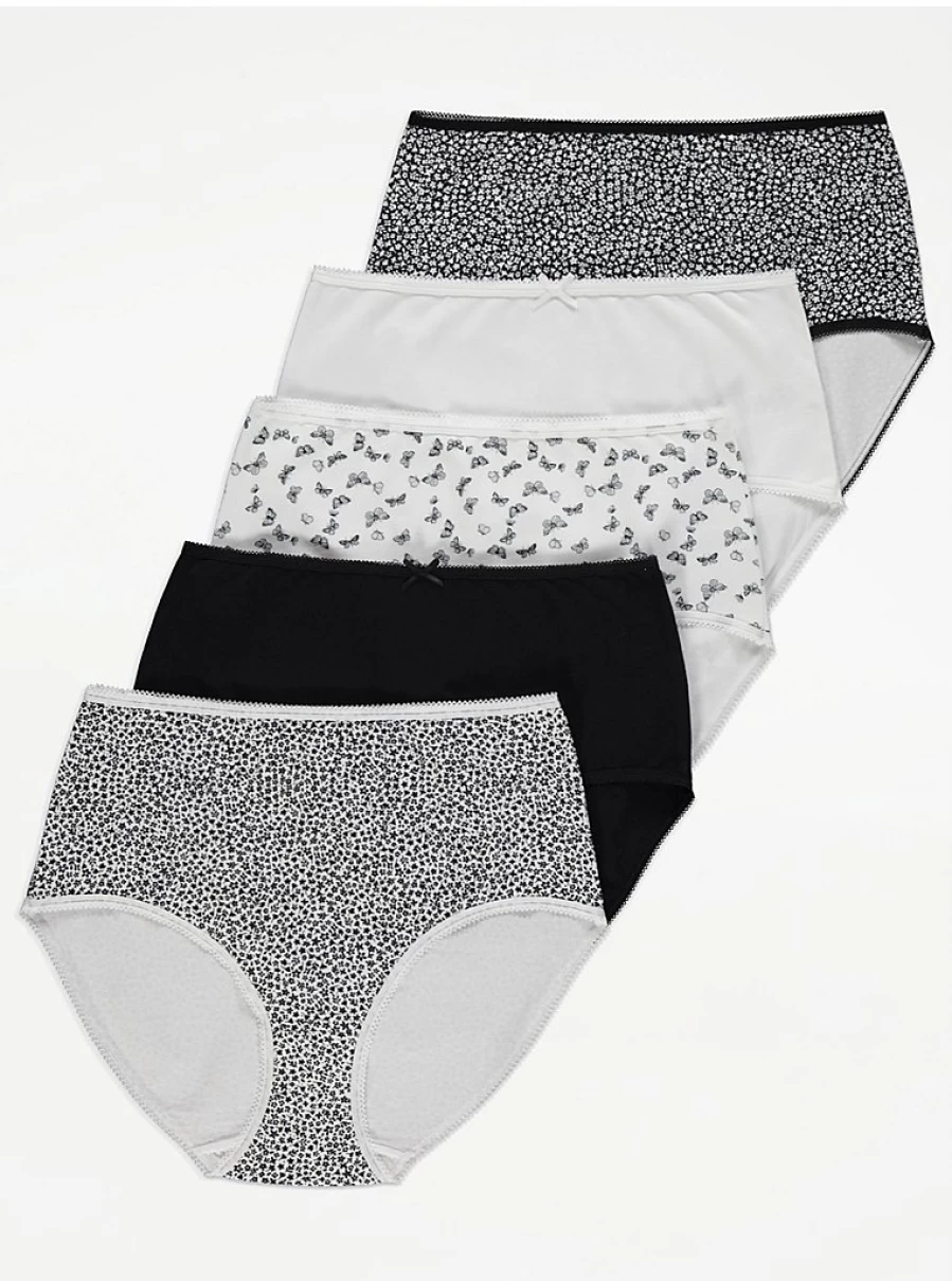 "George at Asda Butterfly Floral Full Brief Knickers 5-Pack | Women's Lingerie Set"
