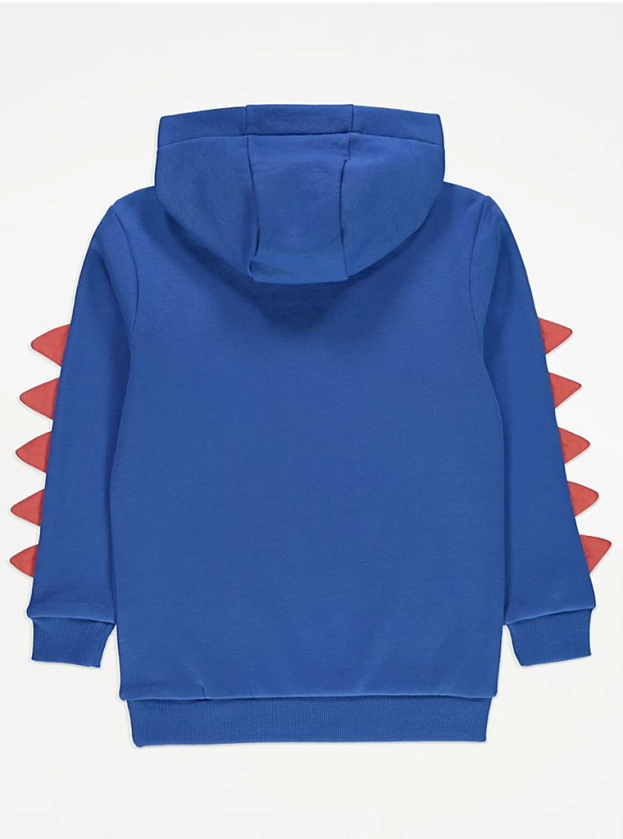 George at Asda Kids' Hot Wheels Dinosaur Flames Hoodie with Spike Sleeves | Boys' & Girls' Graphic Sweatshirt