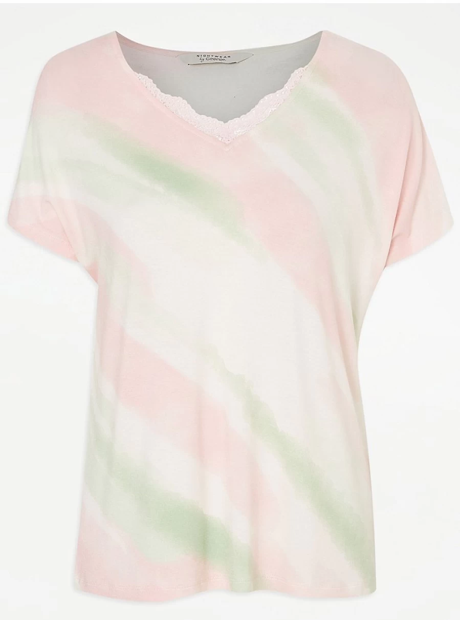 "George at Asda Pink Tie Dye Striped Pajama Top | Women's Sleepwear & Lingerie Review"