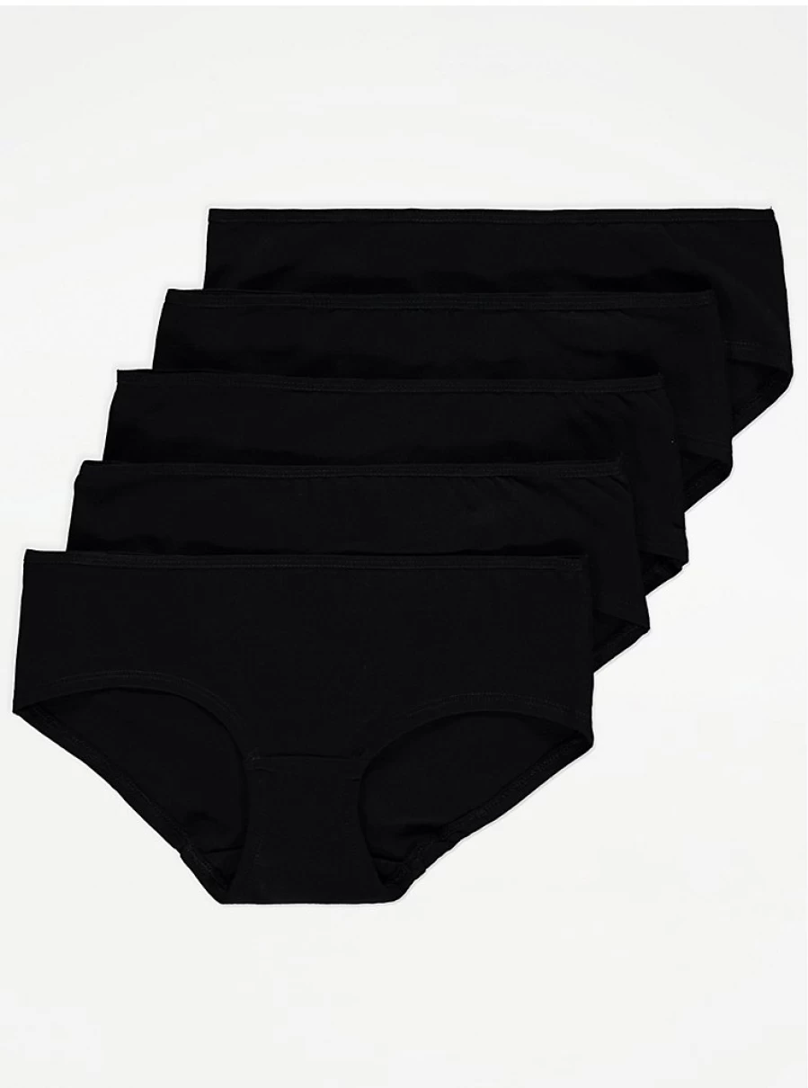 George at Asda Men's Black Cotton 5-Pack Briefs - Comfortable Underwear Multipack