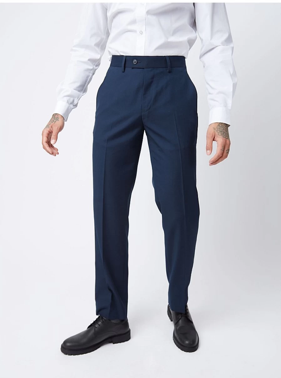 Boys' Navy Regular Fit Active Waist Trousers | George at Asda
