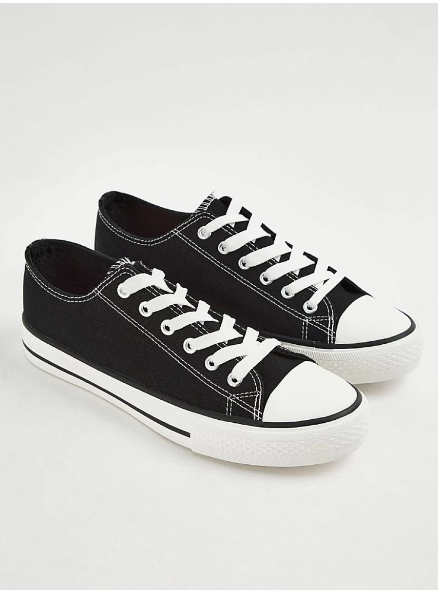 Women's Black Canvas Lace-Up Trainers | Comfortable & Stylish | George at Asda