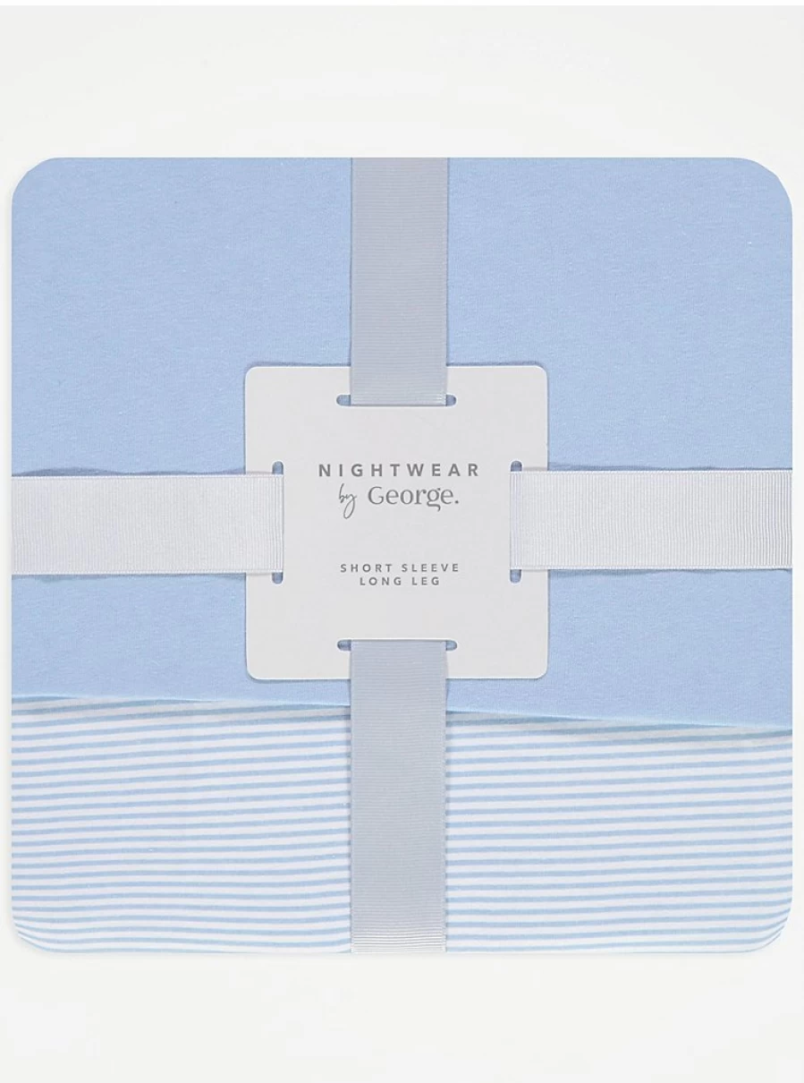 "George at Asda Light Blue Striped Pyjama Set - Women's Comfortable Sleepwear & Loungewear Gift"