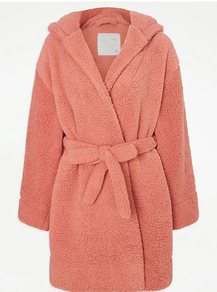 "George at Asda Rust Borg Dressing Gown Review: Comfortable Lingerie & Sleepwear"