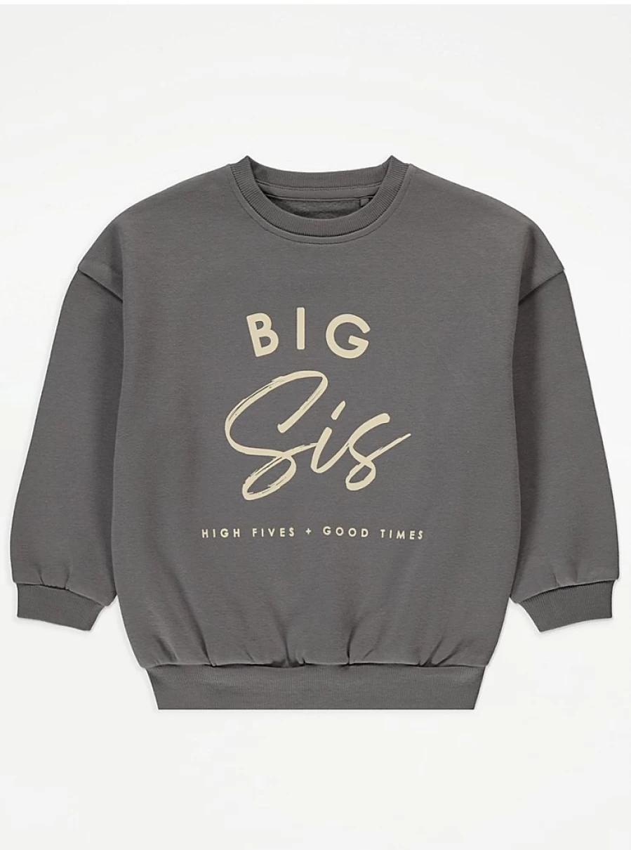 "George at Asda Kids Grey Big Sis Slogan Sweatshirt Review | Comfortable & Stylish"