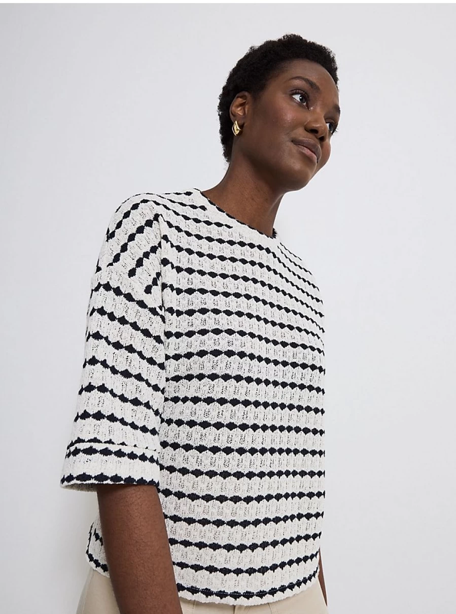 "George at Asda Women's Crochet Striped Lightweight Drop Shoulder Top Review"