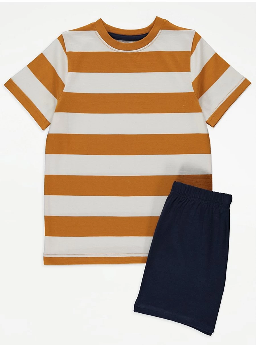 Boys' Mustard Stripe Short Pyjamas | George at Asda | Kids' Sleepwear Reviews