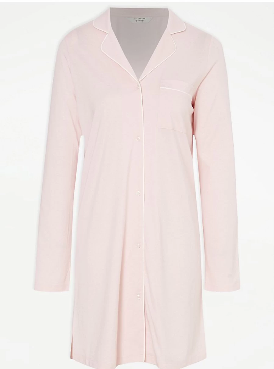 "George at Asda Women's Pink Long Sleeve Nightdress - Comfortable Lingerie Sleepwear"