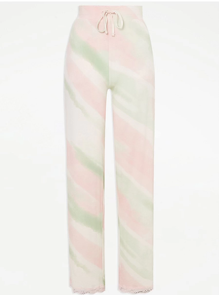 "George at Asda Pink Tie Dye Striped Pajama Bottoms | Soft Cotton Sleepwear for Women"