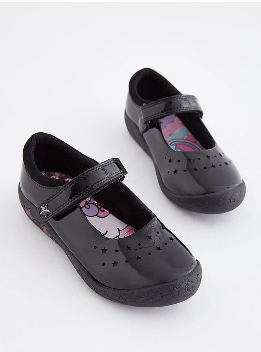 Black Patent Unicorn Light Up School Shoes by George at Asda | Kids' Light-Up Sneakers Review