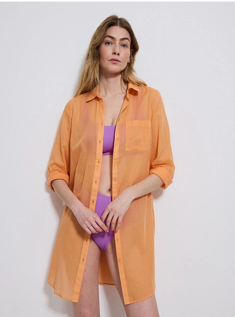 "George at Asda Women's Orange Lightweight Long Sleeve Cotton Shirt – Comfort & Style"