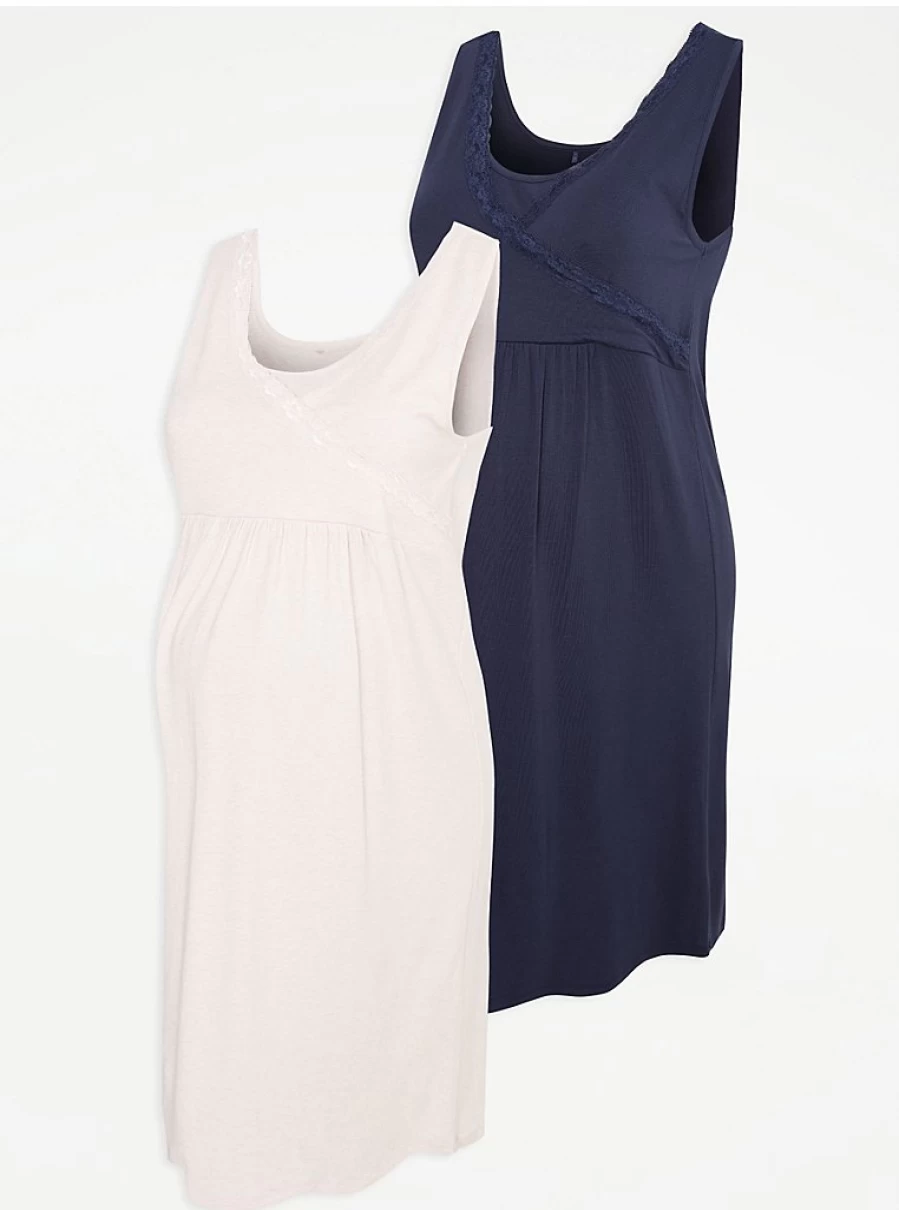 2 Pack Maternity Nightdresses & Chemise - Comfortable Lingerie by George at Asda