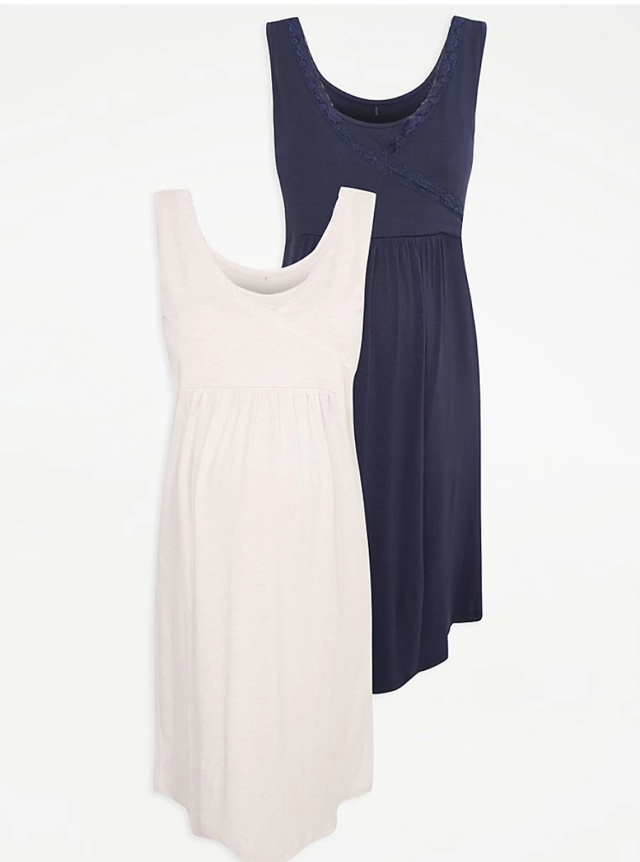 2 Pack Maternity Nightdresses & Chemise - Comfortable Lingerie by George at Asda