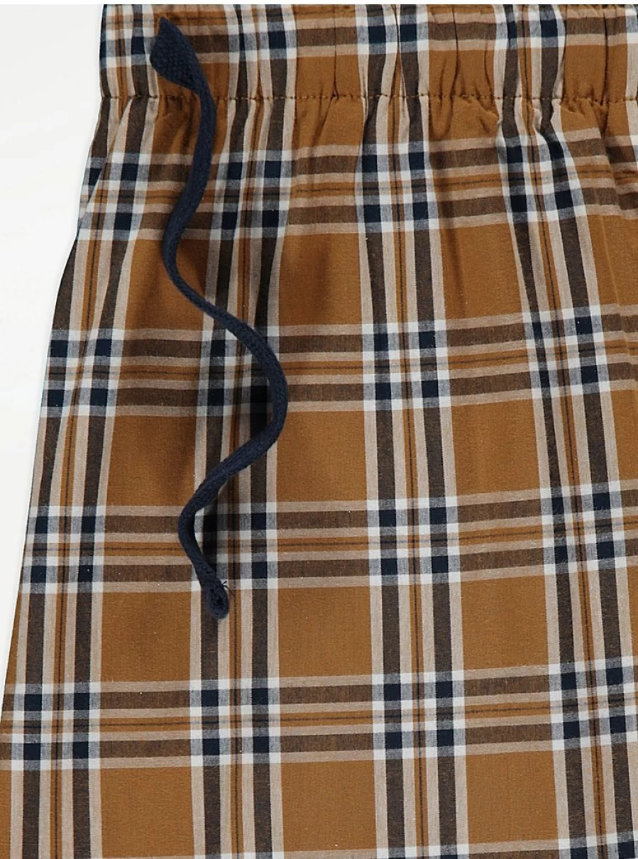 "George at Asda Men's Light Tan Checked Long Sleeve Pyjamas – Comfort & Style Review"