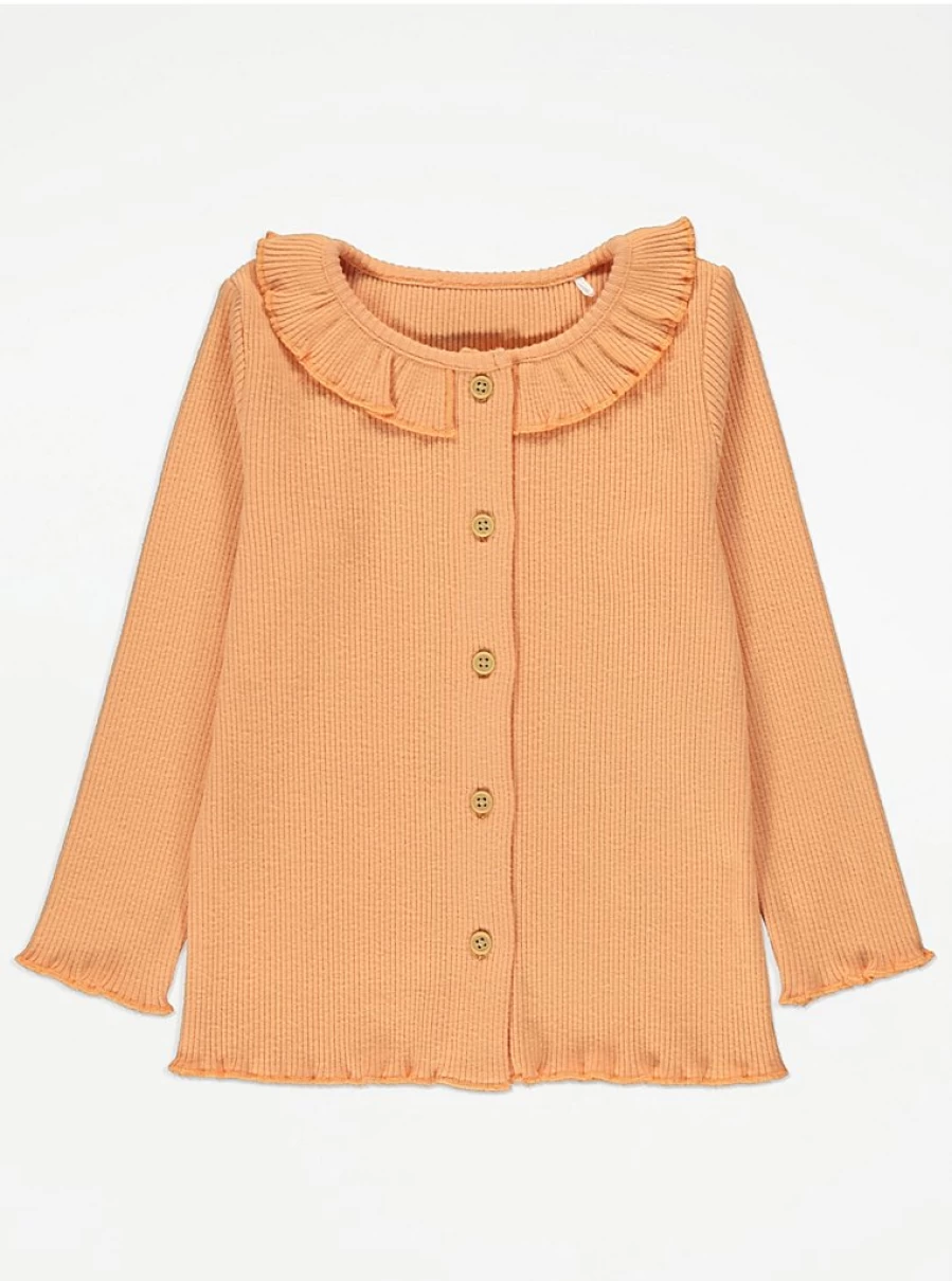 "George at Asda Kids Peach Ribbed Cardigan with Frill Neck Review"