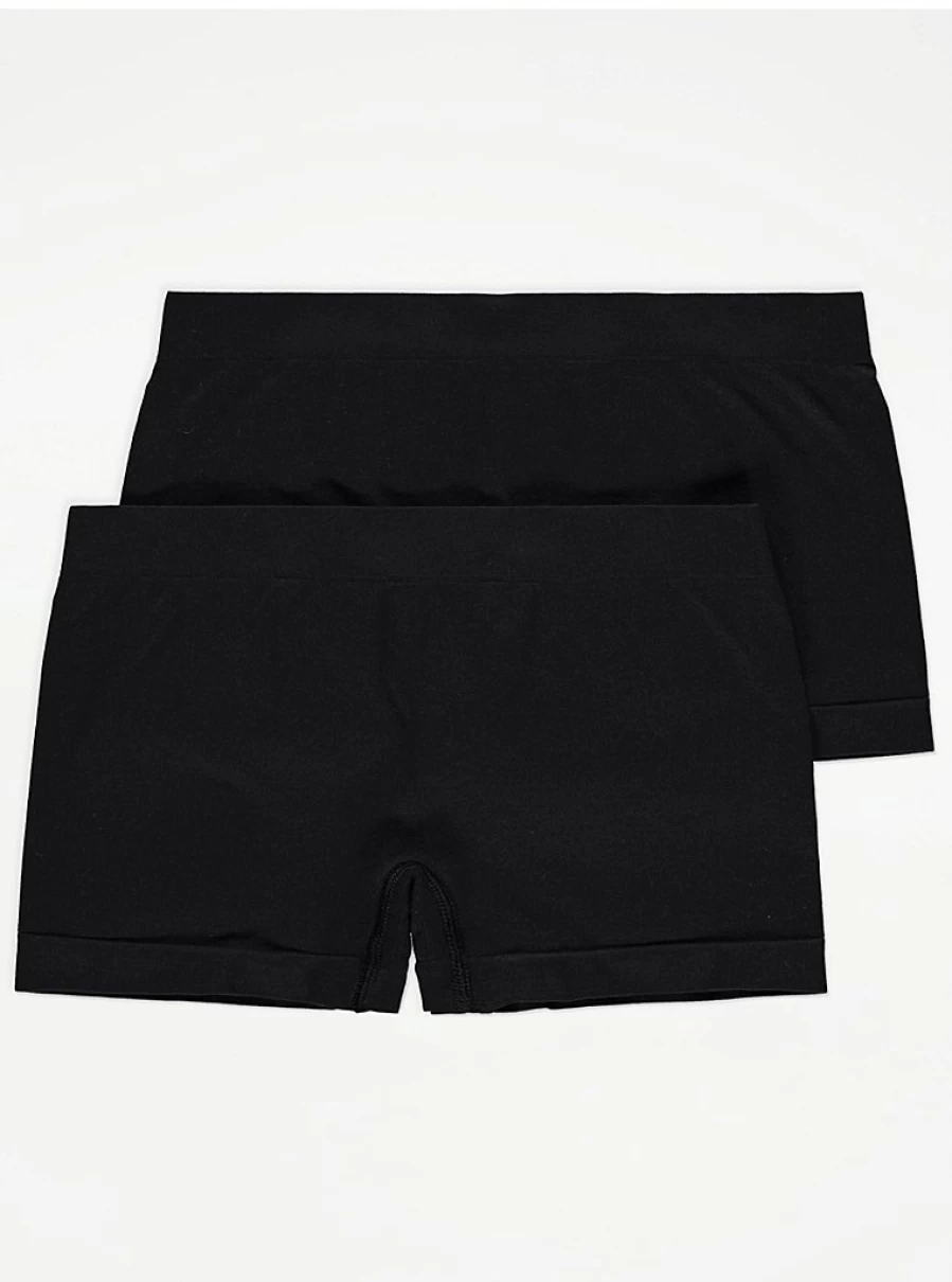 "George at Asda Kids' 2-Pack Black Seamless Plain Shorts | Comfortable & Durable"