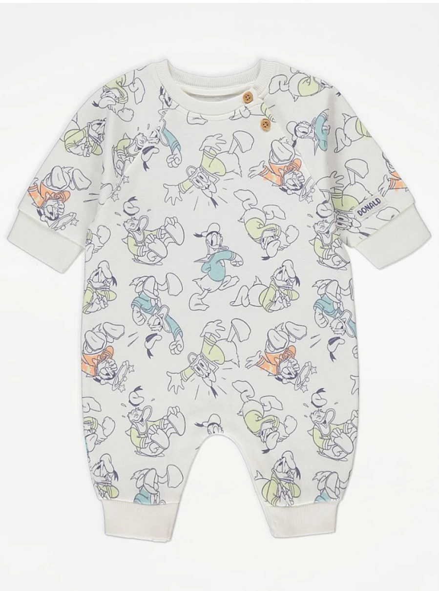 George at Asda Disney Donald Duck White Baby All-in-One Bodysuit for Boys