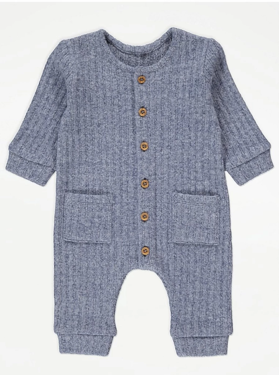 "George at Asda Boys' Blue Brushed Knit All-in-One Baby Jumpsuit – Reviews & Features"