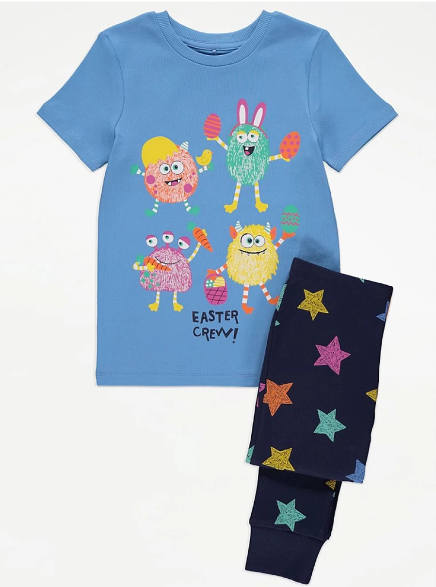 "George at Asda Boys' Blue Monster Easter Pyjamas – Kids' Crew Pajamas Review"