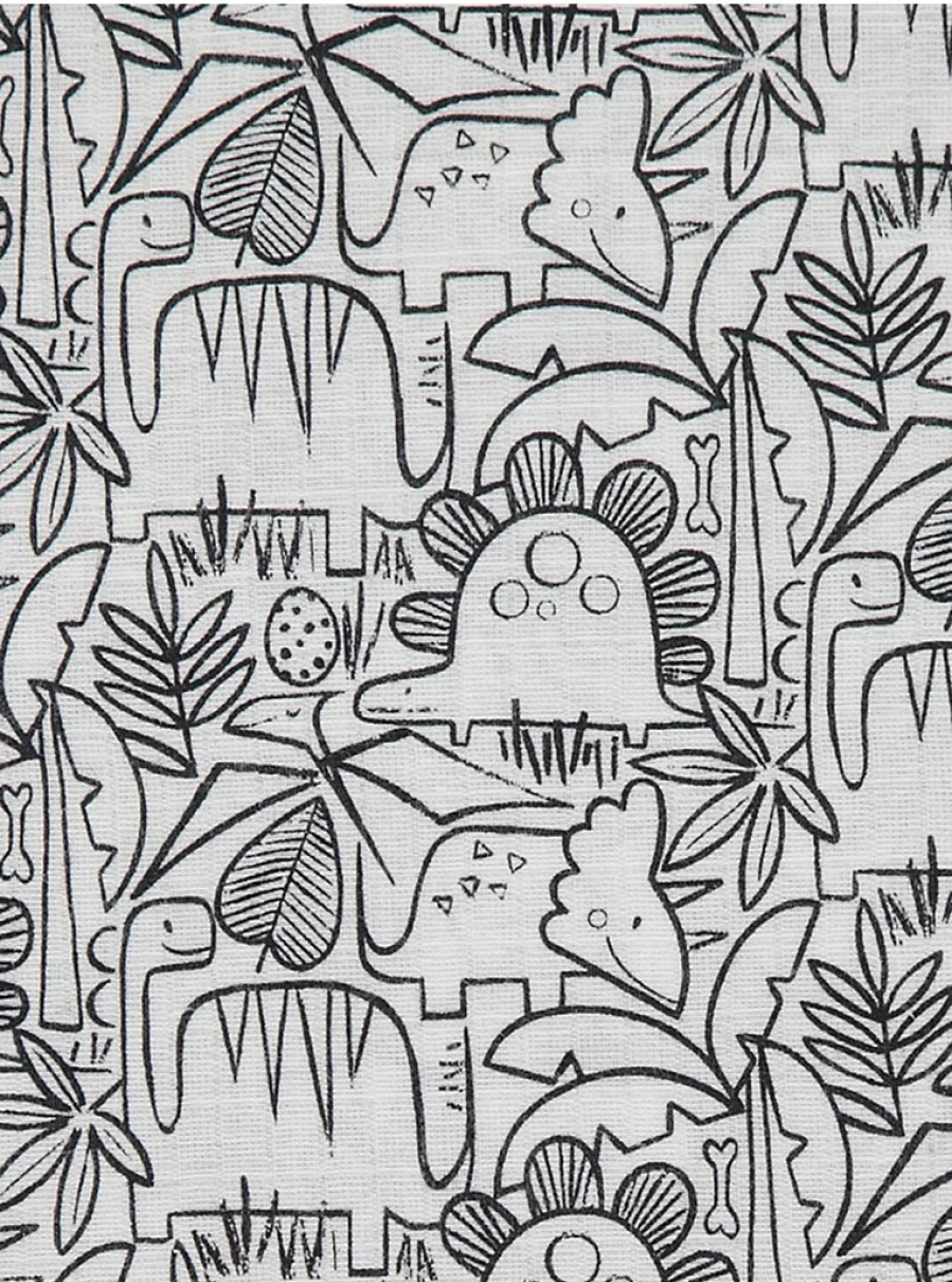 George at Asda Baby Dinosaur Print Muslin Cloths - Soft 3-Pack for Newborns & Infants