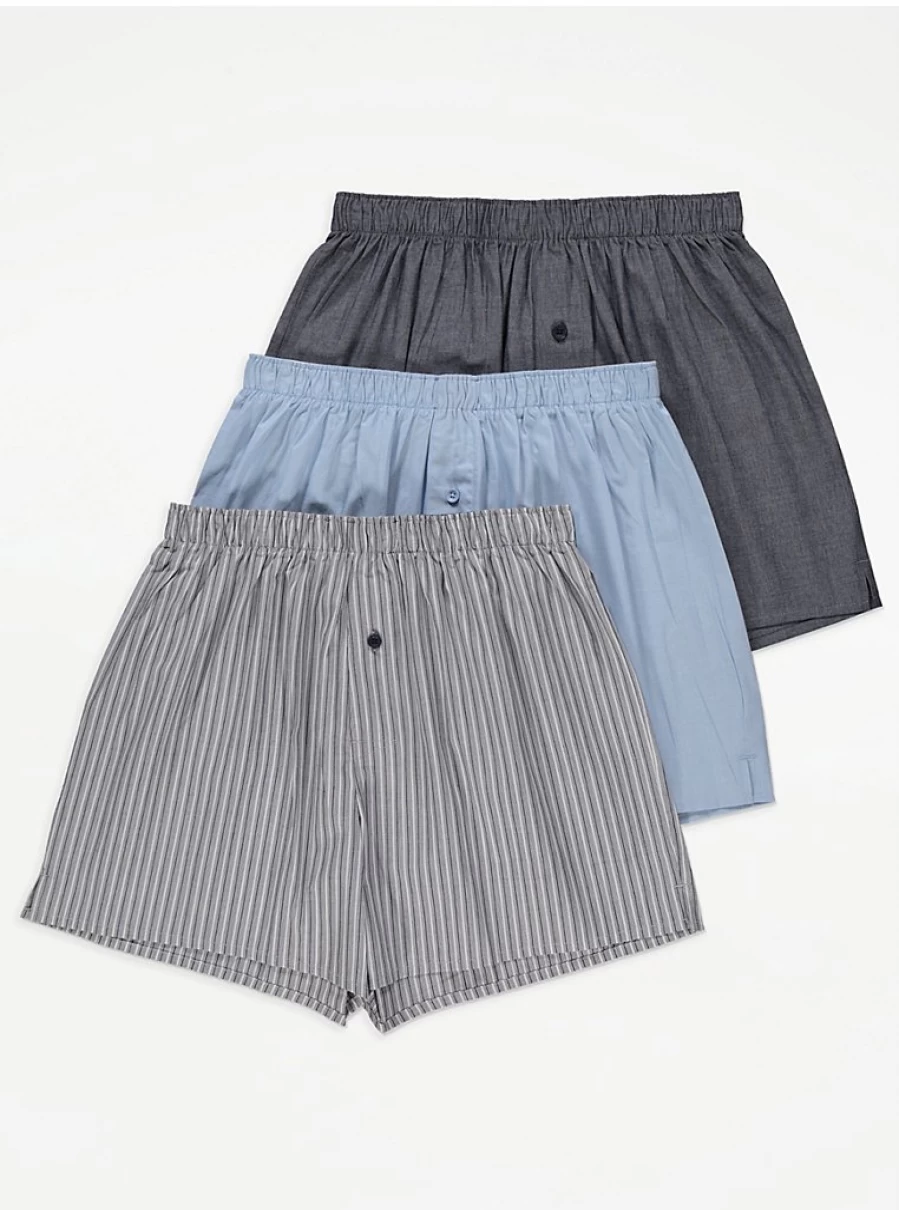 "George at Asda Men's Woven Boxer Briefs 3-Pack | Comfort & Quality Multipack"