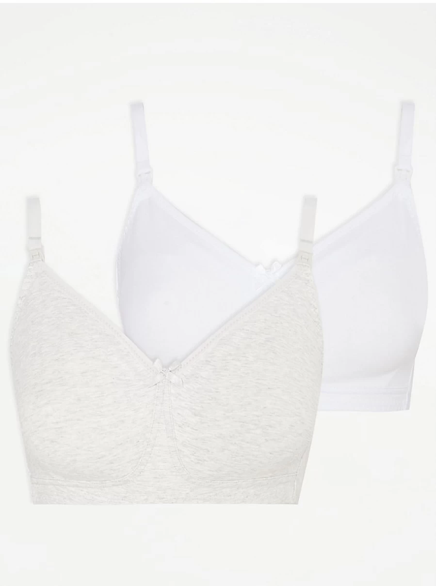 George at Asda Maternity Nursing Bras 2 Pack - Soft Non-Padded T-Shirt Bras for Comfort & Support