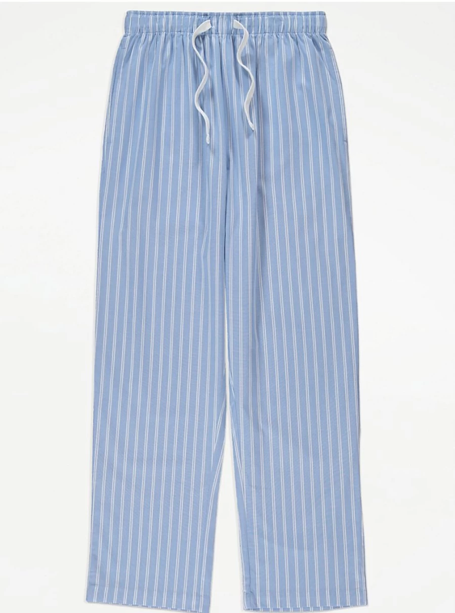 Men's Blue Vertical Stripe Lounge Pants | Comfortable Loungewear Bottoms by George at Asda