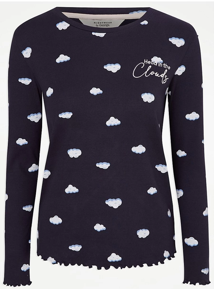 "George at Asda Navy Blue Ribbed Short Pajama Set - Comfortable Sleepwear & Loungewear"