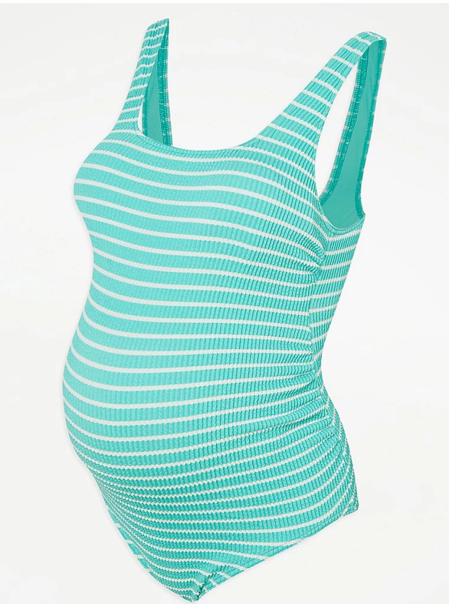 "George at Asda Women's Maternity Green Stripe Textured Swimsuit Review"