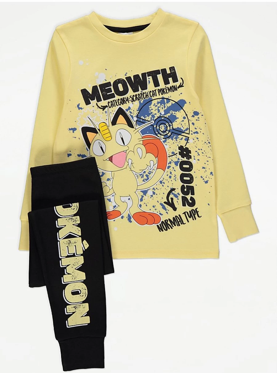 Boys' Pokemon Meowth Long Sleeve Pyjamas | George at Asda | Kids' Pajamas Review