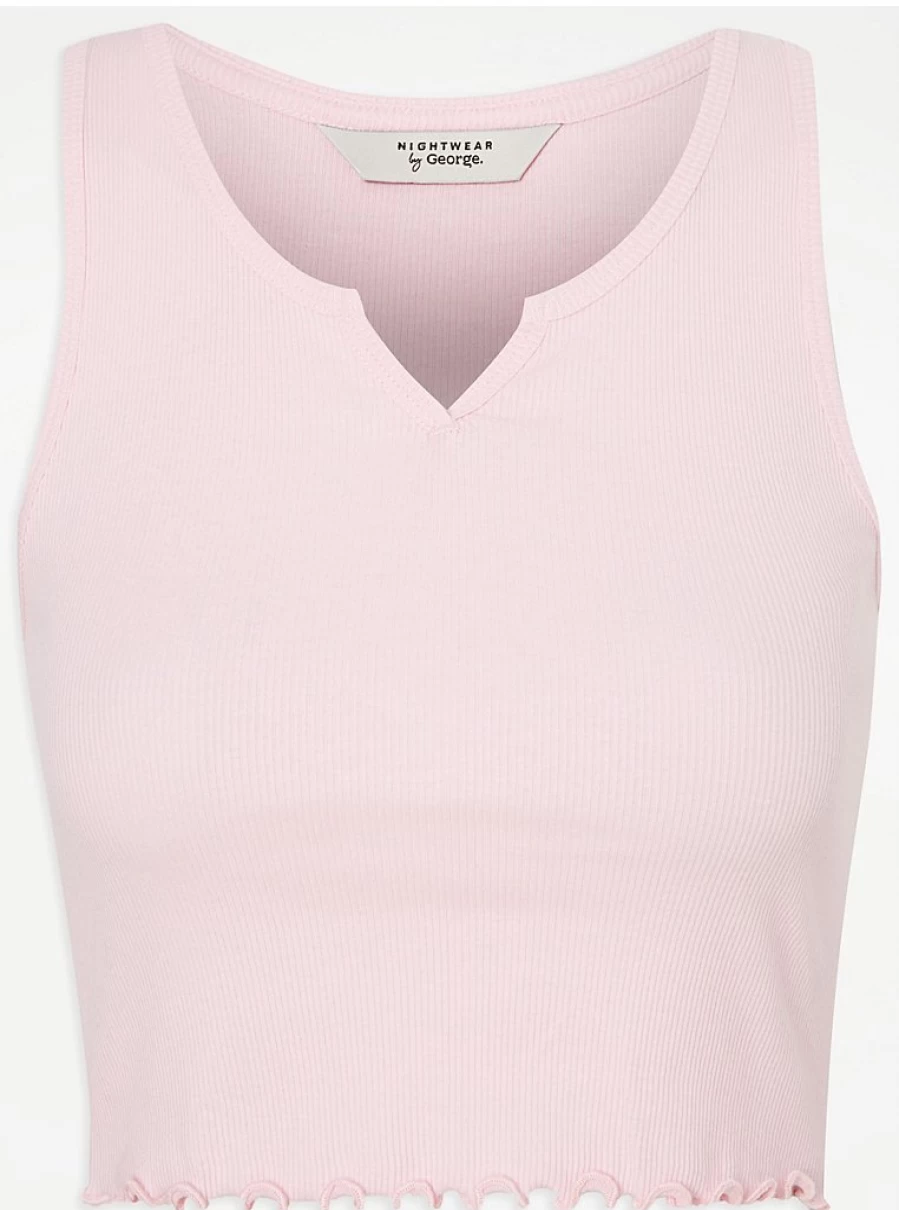 "George at Asda Pink Ribbed Cropped Vest Top - Women's Lingerie & Sleepwear Review"