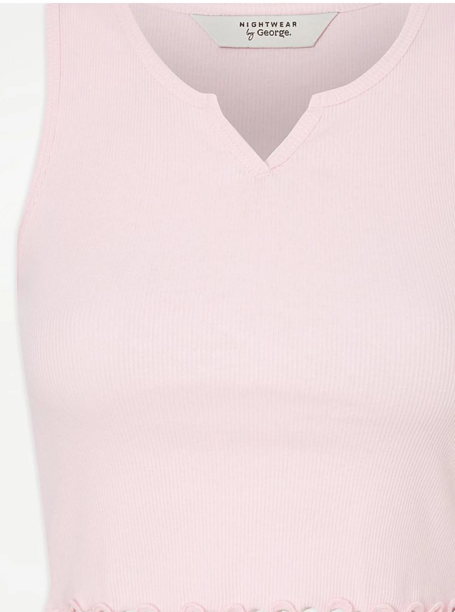 "George at Asda Pink Ribbed Cropped Vest Top - Women's Lingerie & Sleepwear Review"