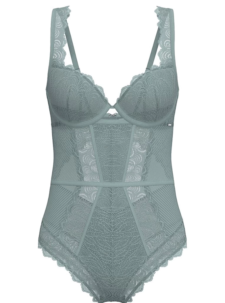 "George at Asda Women's Entice Sage Green Scallop Lace Lingerie Bodysuit Reviews"
