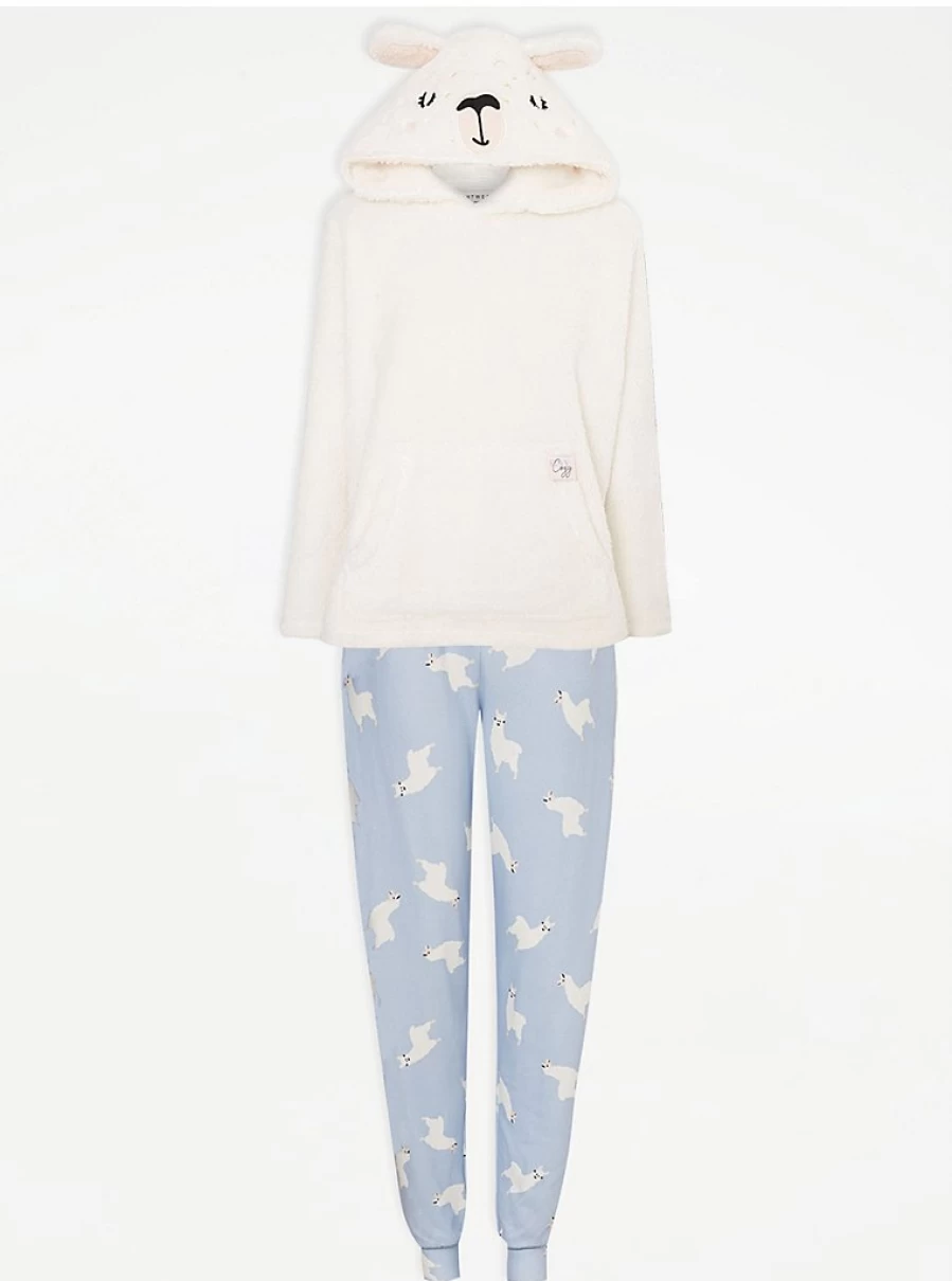 "George at Asda Cream Llama Borg Pajamas - Women's Sleepwear & Lingerie Review"