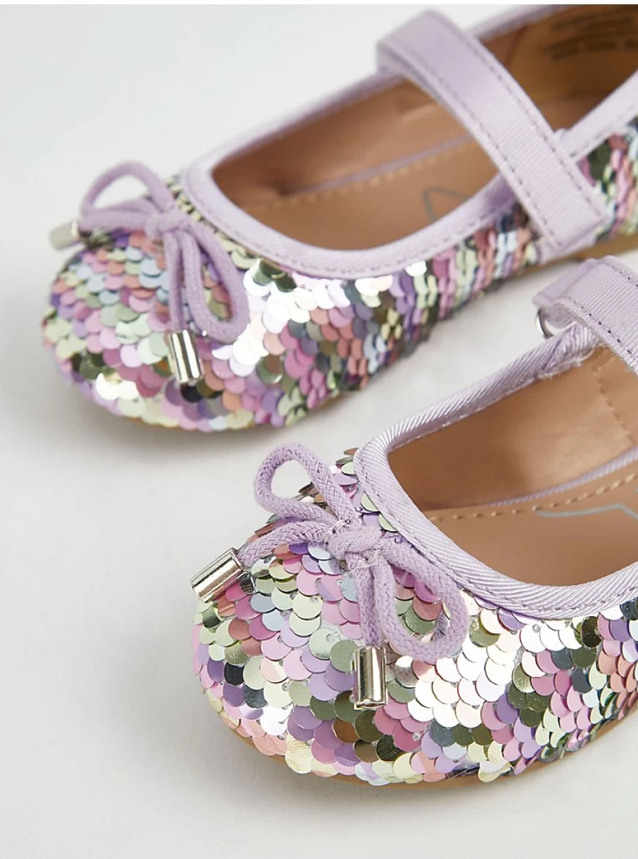 "George at Asda Kids Lilac Sequin Ballet Shoes – Comfortable & Stylish Dance Footwear"