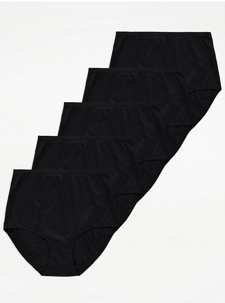 "George at Asda Black Microfiber Full Brief Underwear 5-Pack | Comfortable Women's Lingerie Set"