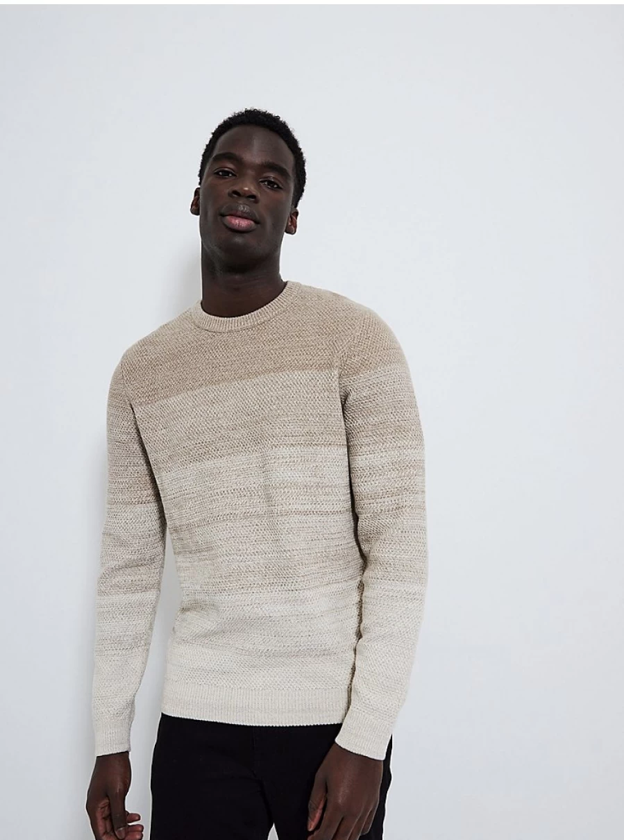 Men's Neutral Ombre Knit Crewneck Sweater | George at Asda