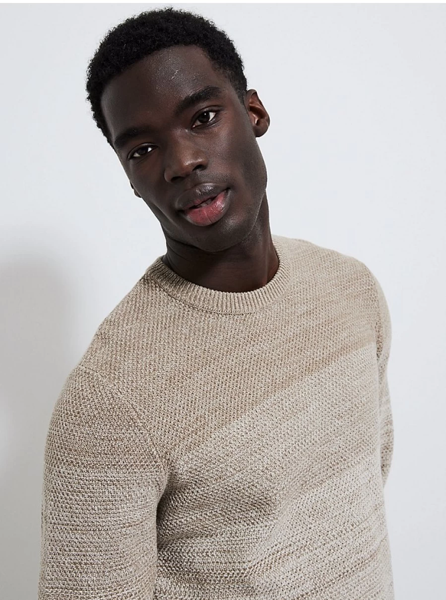 Men's Neutral Ombre Knit Crewneck Sweater | George at Asda