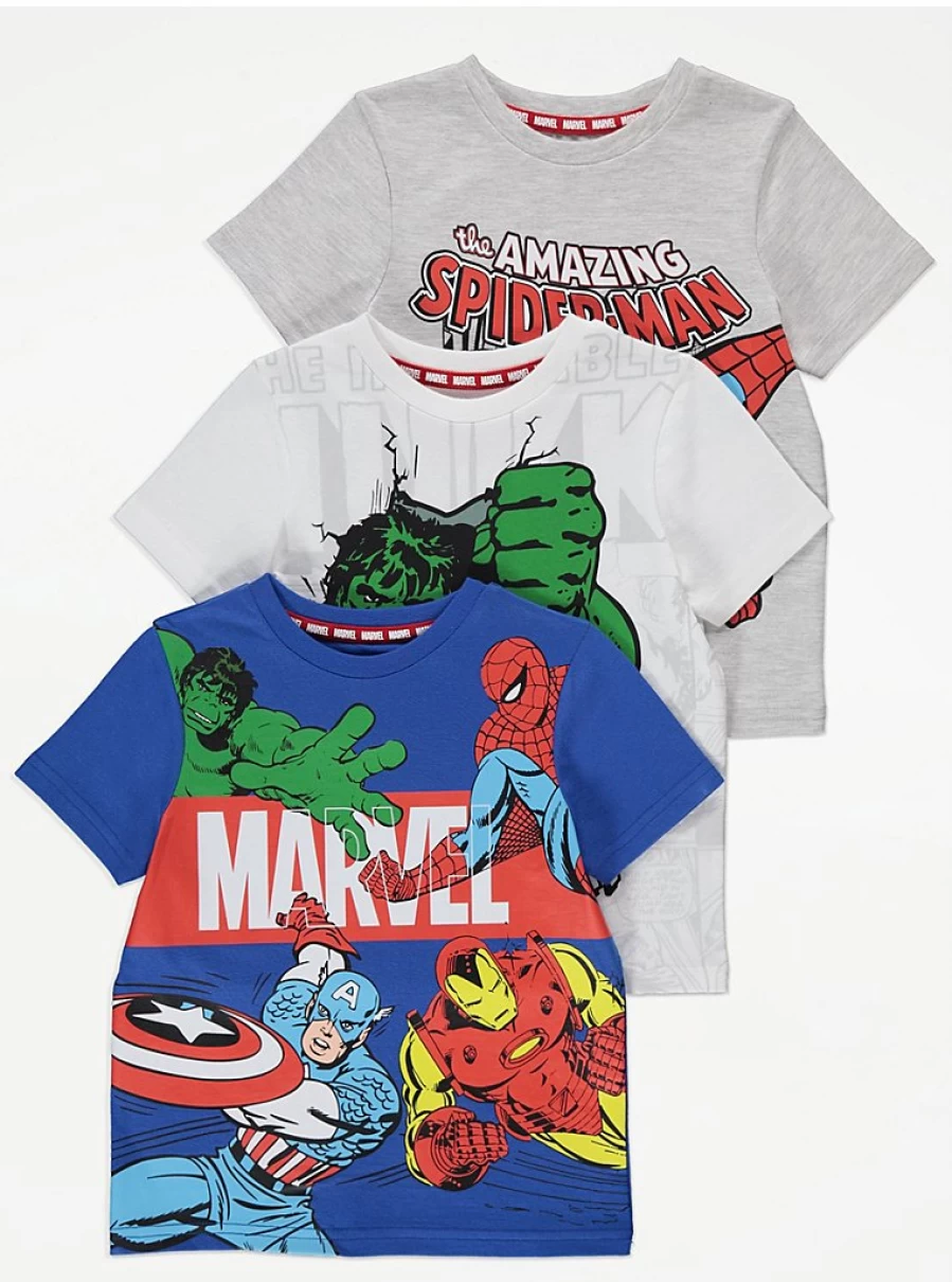 Marvel Superhero Boys T-Shirt 3 Pack | George at Asda | Kids Graphic Tees