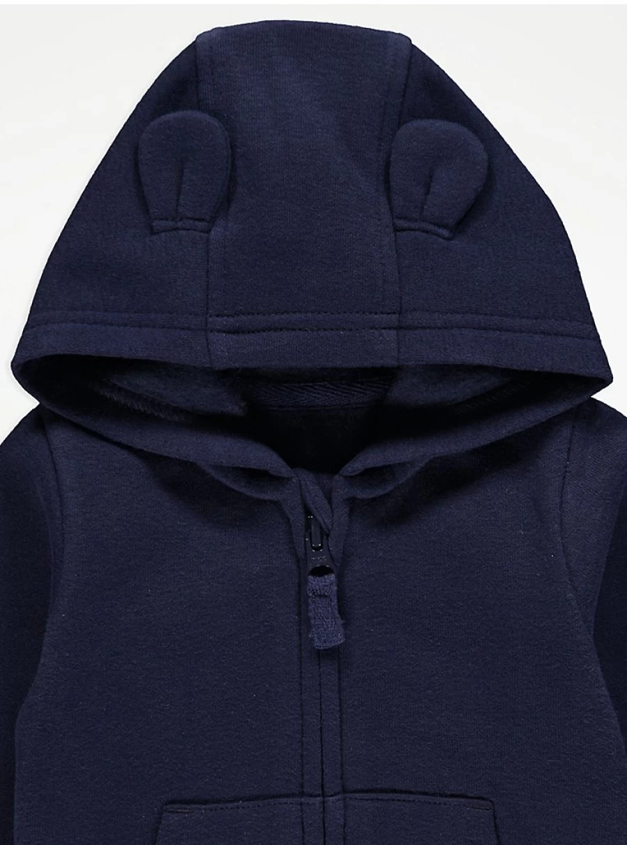 "George at Asda Baby Zip-Up Hooded Sweatshirts 2-Pack | Soft Fleece Ear Hoodies for Infants"