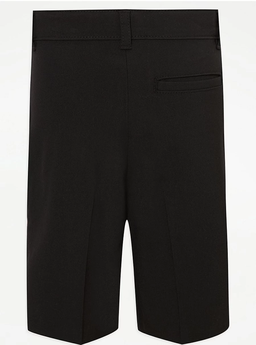 "George at Asda Boys' 2-Pack Black Adjustable Waist Skinny Fit Stretch School Shorts"