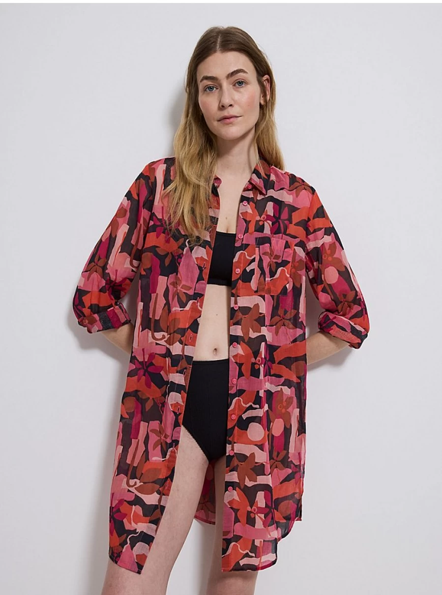 Women's Lightweight Pink Floral Beach Shirt by George at Asda - Breezy Summer Cover-Up